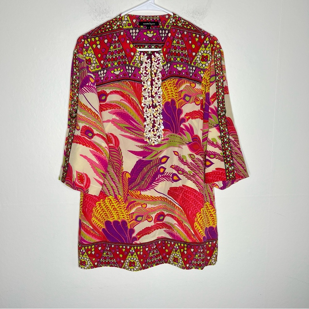 Nanette Lepore Real Seashells Silk Tunic Top/ Dress Sz 2